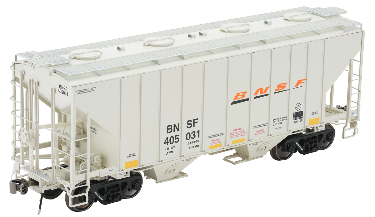 Class One Model Works | Tolva Cubierta Pullman-Standard PS-2CD 3000 cu ft de 2 Bahías | BNSF Railway / Gray (Escala HO) | FC1005 BNSF 405023