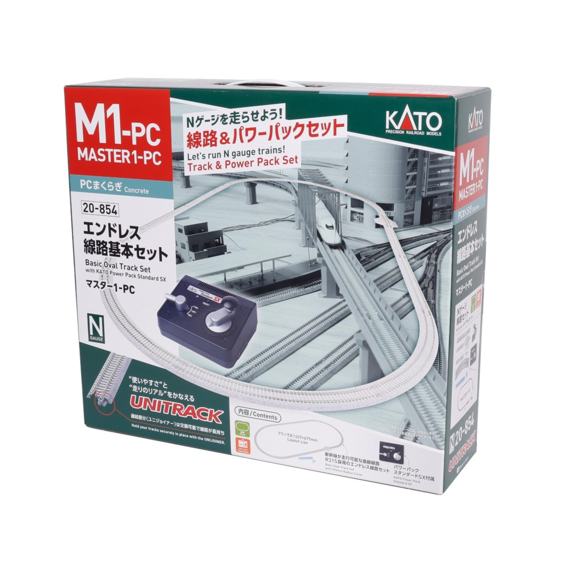 Kato M1-PC Set Básico de Vías Ovales con Fuente de Poder Standard SX (Escala N)