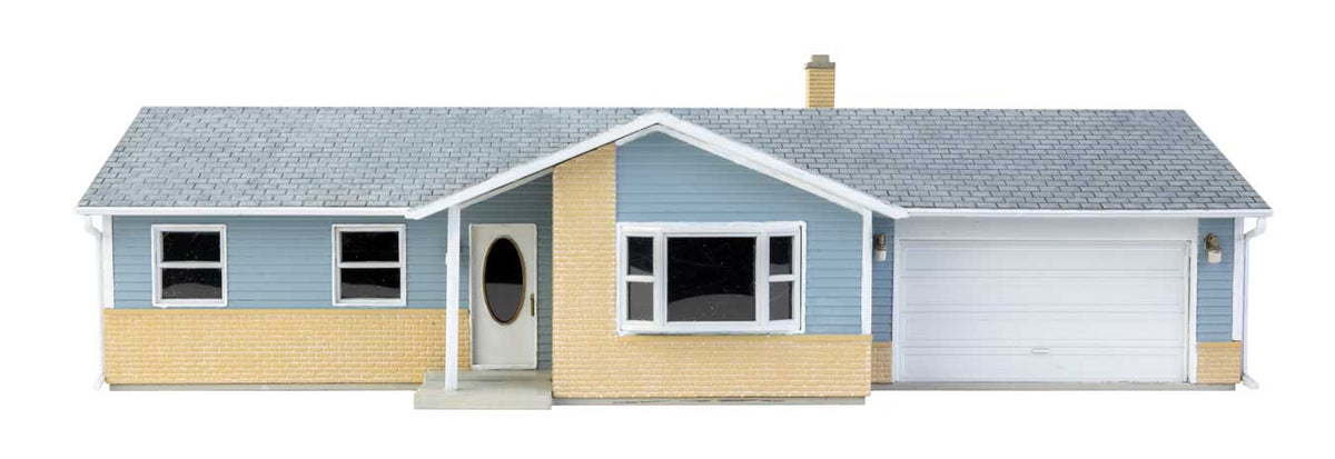 Walthers Cornerstone Casa de Rancho con Garage | Kit de Construcción Escala HO 933-4155