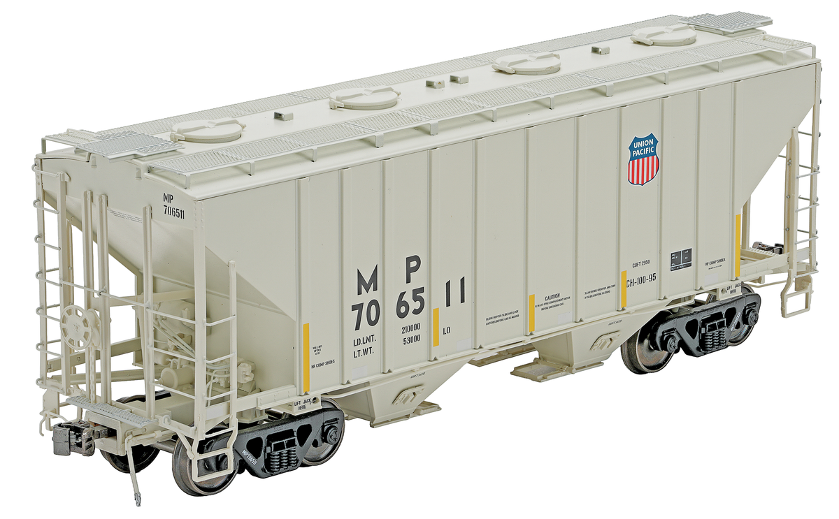 Class One Model Works | Tolva Cubierta Pullman-Standard PS-2CD 3000 cu ft de 2 Bahías | Missouri Pacific / Union Pacific Merger | (Escala HO) FC01016 | MP 706511