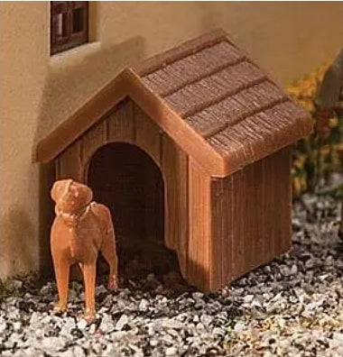 Perro y casa para perro, escala HO. Walthers Scenemaster. 949-4147