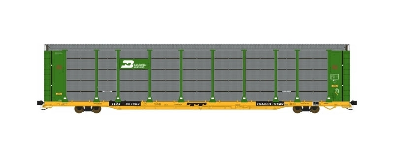 Class One Model Works | Trinivel 150' Thrall 20-2 Autorack (Type A) | Burlington Northern FC00603 TTQX 807869 (Escala HO)