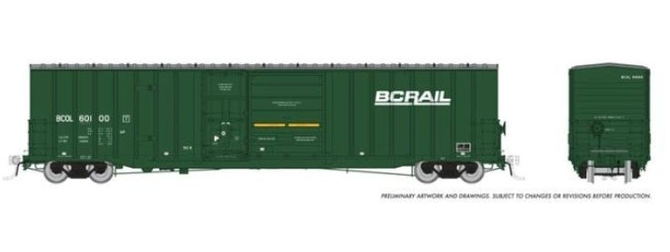 Rapido Trains Inc. | Caja de Gran Capacidad 6637 cu ft Trenton Works | BC Rail (As-Delivered) #1 (Escala HO) 191001A
