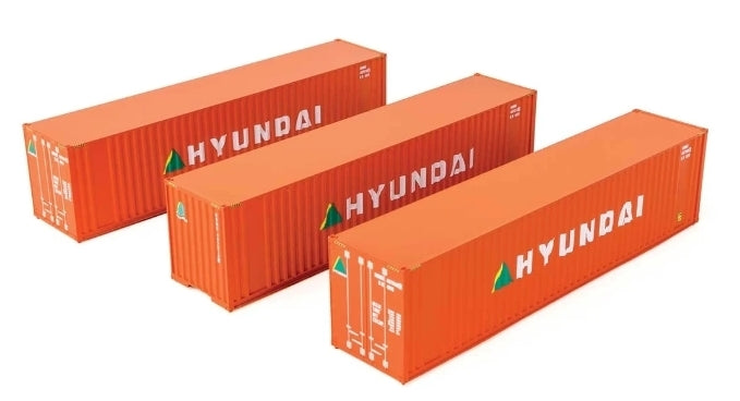 Walthers Scenemaster | Paquete de tres contenedores 40' HYUNDAI | Escala HO 949-18203