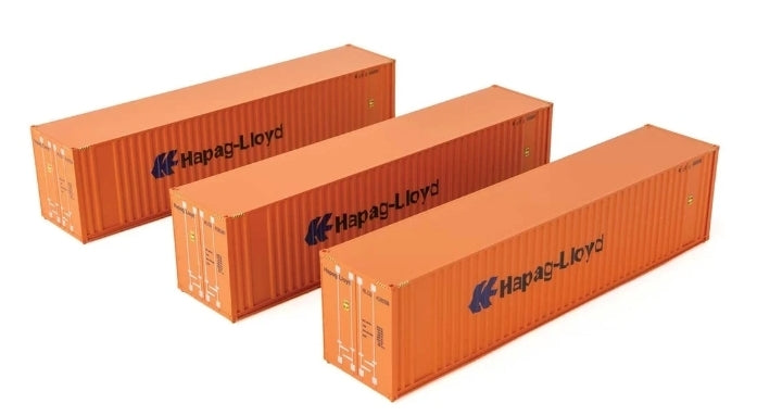 Walthers Scenemaster | Paquete de tres contenedores 40' Hapag Lloyd | Escala HO 949-18202