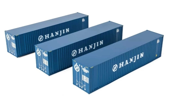 Walthers Scenemaster | Paquete de tres contenedores 40' Hanjin | Escala HO 949-18201