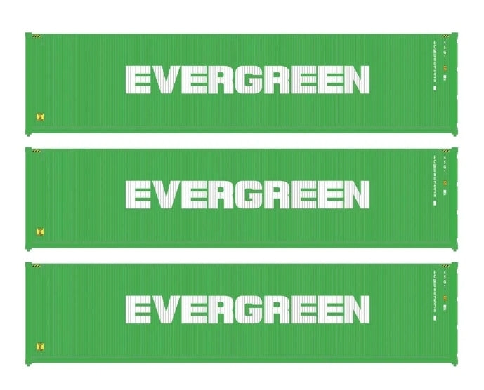 Walthers Scenemaster | Paquete de tres contenedores 40' Evergreen | Escala HO 949-18250