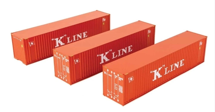 Walthers Scenemaster | Paquete de tres contenedores 40' K Line | Escala HO 949-18204