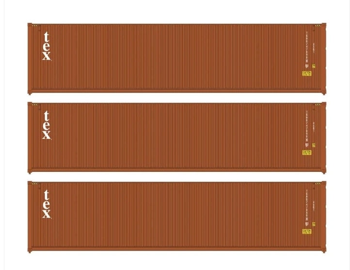 Walthers Scenemaster | Paquete de tres contenedores 40' Tex | Escala HO 949-18255