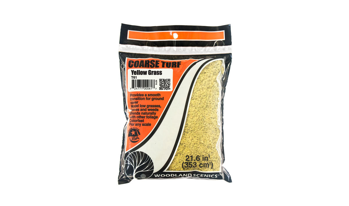 Bolsa con 353cm³ de Coarse Turf color Yellow Grass. Woodland Scenics T61