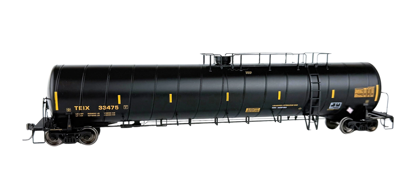 ROKA | Vagón Tanque de Gas LPG 66' TEIX (LPG) Spiral Tank Car | Negro, Versión 3 (Escala HO) | RPM 228 #33476